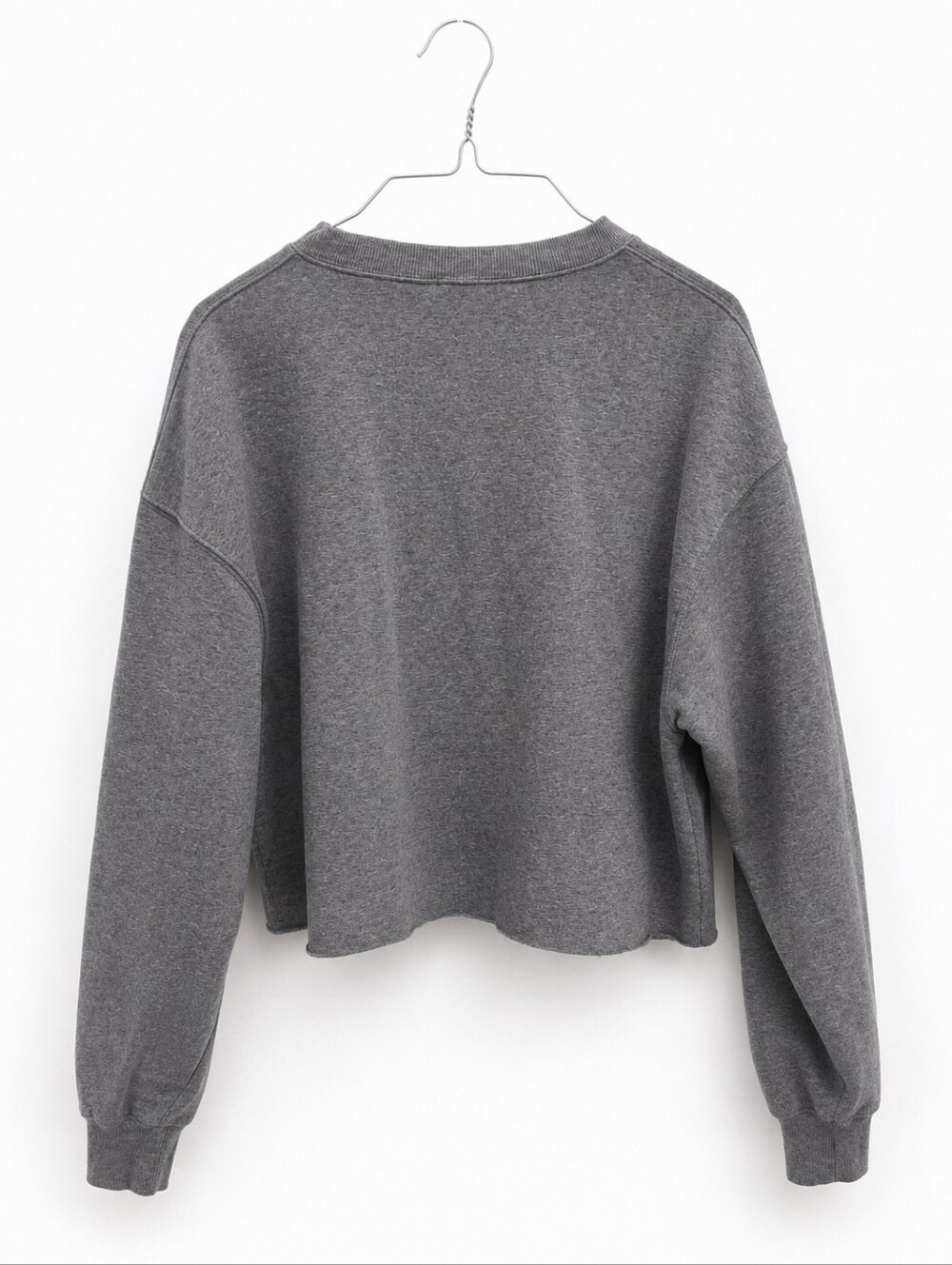 Wild Fable Gray Cropped Fleece Sweatshirt Women's Small Oversized Raw Hem - Picture 3 of 4